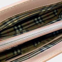 Pre Owned Burberry Pink Leather Banner Bag Medium