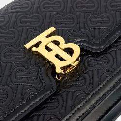 Pre Owned Burberry Black Leather TB Chain Shoulder Bag