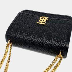 Pre Owned Burberry Black Leather TB Chain Shoulder Bag