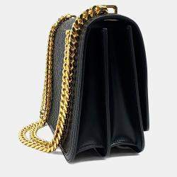 Pre Owned Burberry Black Leather TB Chain Shoulder Bag