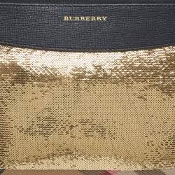 Pre Owned Burberry Peyton Black/Beige Haymarket Check Canvas and Leather Crossbody Bag