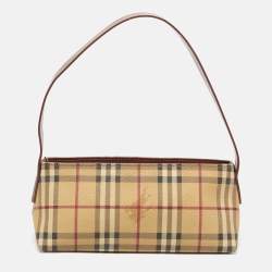 مملوكة مسبقًا Burberry Beige/Black Haymarket Coated Canvas and Leather Shoulder Bag