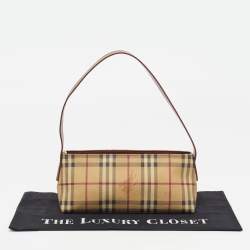 مملوكة مسبقًا Burberry Beige/Black Haymarket Coated Canvas and Leather Shoulder Bag