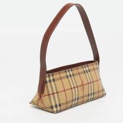 مملوكة مسبقًا Burberry Beige/Black Haymarket Coated Canvas and Leather Shoulder Bag