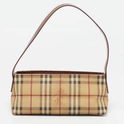 مملوكة مسبقًا Burberry Beige/Black Haymarket Coated Canvas and Leather Shoulder Bag