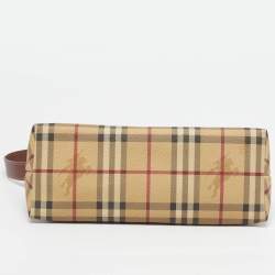 مملوكة مسبقًا Burberry Beige/Black Haymarket Coated Canvas and Leather Shoulder Bag