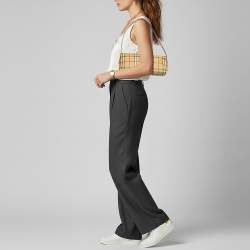 مملوكة مسبقًا Burberry Beige/Black Haymarket Coated Canvas and Leather Shoulder Bag