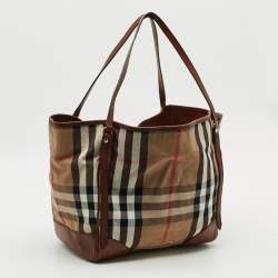 مملوكة مسبقًا Burberry Canterbury Brown/Beige House Check Canvas and Leather Tote