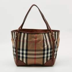 مملوكة مسبقًا Burberry Canterbury Brown/Beige House Check Canvas and Leather Tote