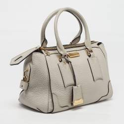 Pre Owned Burberry Gladstone Light Beige Grain Leather Satchel