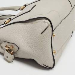 Pre Owned Burberry Gladstone Light Beige Grain Leather Satchel