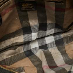 Pre Owned Burberry Manor Black Quilted Nylon and Patent Leather Satchel