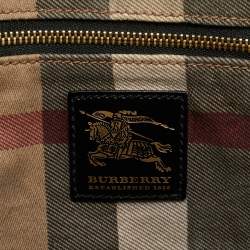 Pre Owned Burberry Manor Black Quilted Nylon and Patent Leather Satchel