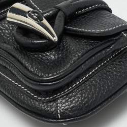 Pre Owned Burberry Double Pocket Black Leather Shoulder Bag