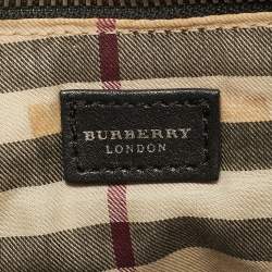 Pre Owned Burberry Double Pocket Black Leather Shoulder Bag