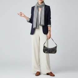 Pre Owned Burberry Double Pocket Black Leather Shoulder Bag