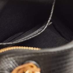 Pre Owned Burberry Black/Brown Lizard Embossed Leather and Fringe Suede Chain Satchel