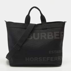 مملوكة مسبقًا Burberry Ormond Logo Black Canvas Tote