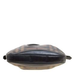 Pre Owned Burberry Brown/Black Nova Check PVC and Leather Small Brooklyn Hobo