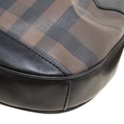 Pre Owned Burberry Brown/Black Nova Check PVC and Leather Small Brooklyn Hobo