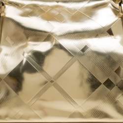 Pre Owned حقيبة يد بربري جلد ذهبية ميتالك