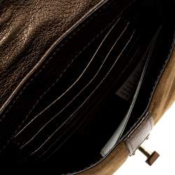 Pre Owned Burberry Brown Leather and Suede Mini Berkeley Crossbody Bag