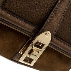 Pre Owned Burberry Brown Leather and Suede Mini Berkeley Crossbody Bag