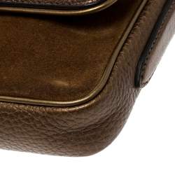 Pre Owned Burberry Brown Leather and Suede Mini Berkeley Crossbody Bag