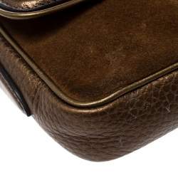 Pre Owned Burberry Brown Leather and Suede Mini Berkeley Crossbody Bag