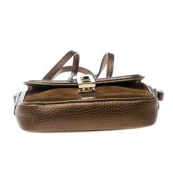 Pre Owned Burberry Brown Leather and Suede Mini Berkeley Crossbody Bag