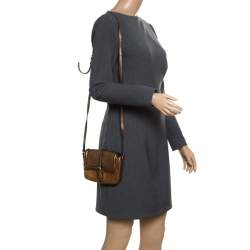 Pre Owned Burberry Brown Leather and Suede Mini Berkeley Crossbody Bag