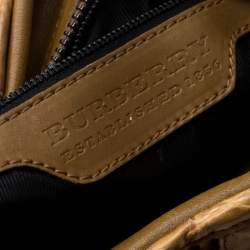 Pre Owned Burberry Brown Ruffled Crocodile Lowry Hobo
