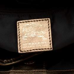 Pre Owned Burberry Gold Metallic Leather Satchel