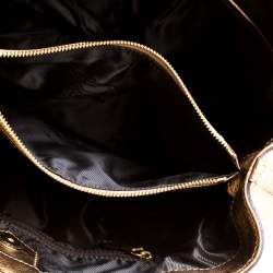 Pre Owned Burberry Gold Metallic Leather Satchel