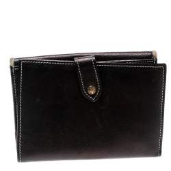 Pre Owned محفظة بربري جلد ثنائي الطيات أسود ميتاليك