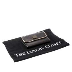 Pre Owned محفظة بربري جلد ثنائي الطيات أسود ميتاليك