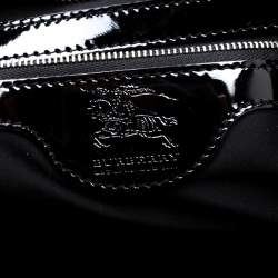 Pre Owned حقيبة بربري مانور جلد لامع مبطن أسود