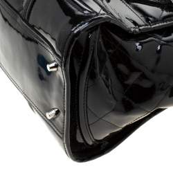 Pre Owned حقيبة بربري مانور جلد لامع مبطن أسود