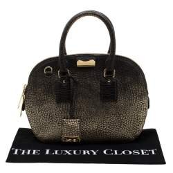 Pre Owned Burberry Gold/Black Ombre Leather Small Orchard Bowler Bag