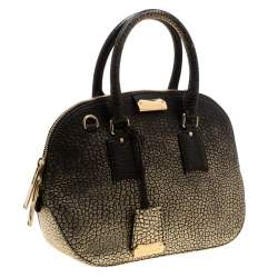 Pre Owned Burberry Gold/Black Ombre Leather Small Orchard Bowler Bag