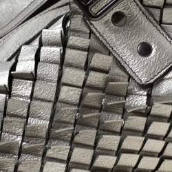 مملوكة مسبقًا حقيبة بربري جلد مغزولة رمادية ميتالك