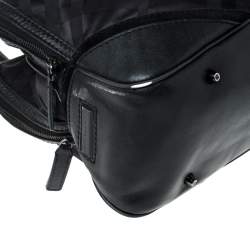 Pre Owned Burberry Black Nova Check Nylon and Leather Double Zip Satchel