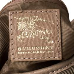Pre Owned Burberry Beige Quilted House Check Canvas and Leather Brooke Hobo 