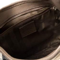 Pre Owned Burberry Beige Quilted House Check Canvas and Leather Brooke Hobo 