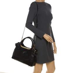 Pre Owned Burberry Black Soft Leather Bridle Small Hepburn Tote