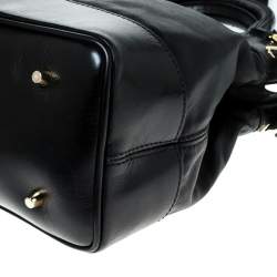 Pre Owned Burberry Black Soft Leather Bridle Small Hepburn Tote