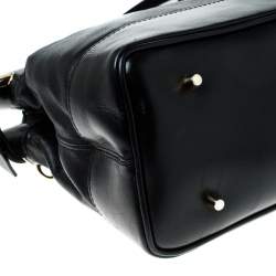 Pre Owned Burberry Black Soft Leather Bridle Small Hepburn Tote