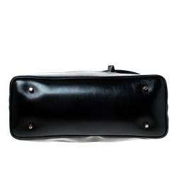 Pre Owned Burberry Black Soft Leather Bridle Small Hepburn Tote