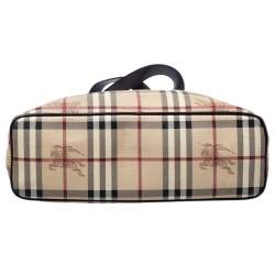 مملوكة مسبقًا حقيبة بربري PVC وجلد كاروهات هاوس تشيك بيج/أسود