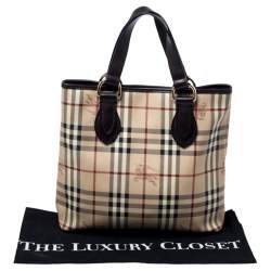 مملوكة مسبقًا حقيبة بربري PVC وجلد كاروهات هاوس تشيك بيج/أسود